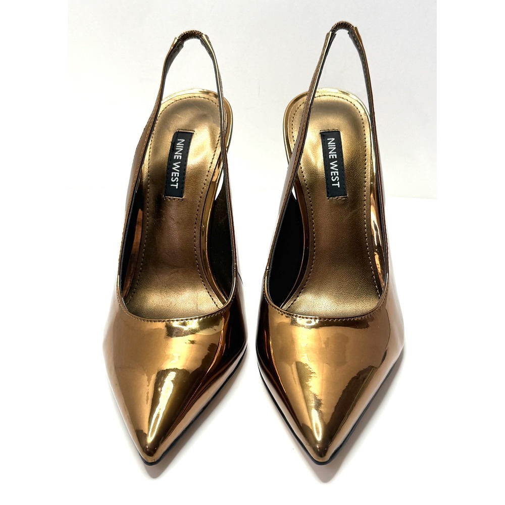 Nine West Metallic Gold Slingback Pointed-Toe Pumps